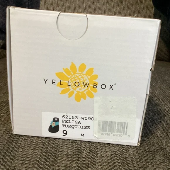 Yellow Box Flip Flops Felisa Turquoise Faux Leather Strap Rubber Soles Sz. 9 NIB - Picture 6 of 6